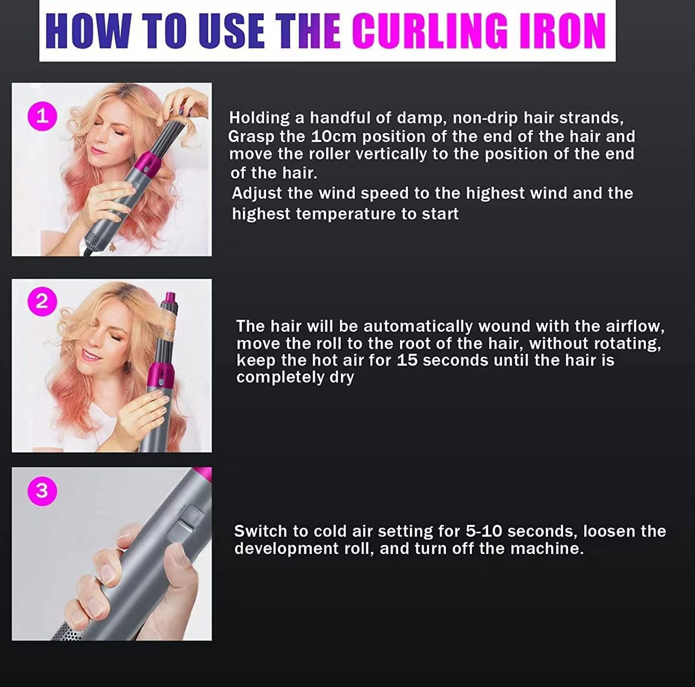 Premium 5-in-1 Negative Ionic Hair Styler and Volumizer Set