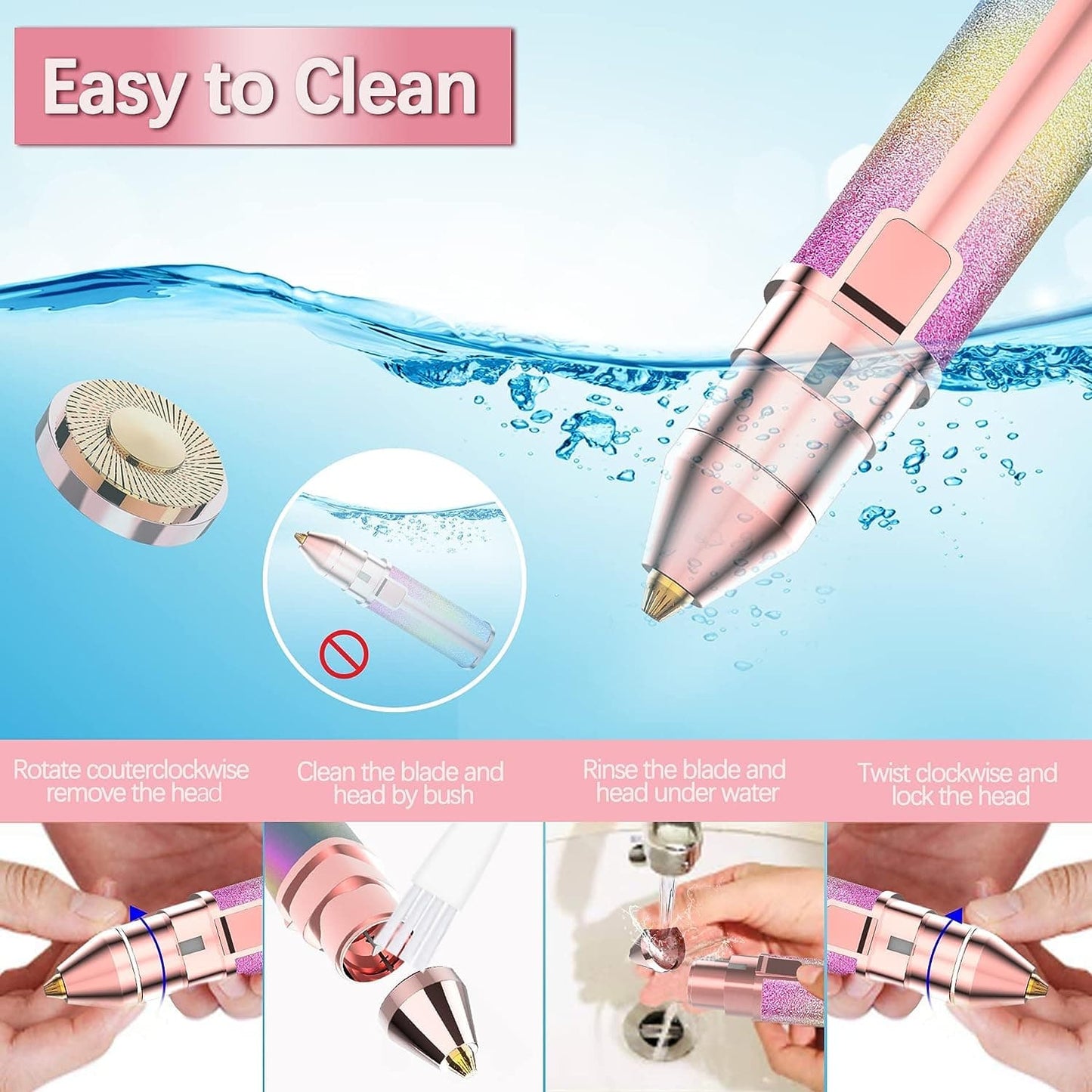 2 in 1 Rechargeable Eyebrow Trimmer & Facial Hair Remover – Painless, Flawless Shaver for Women