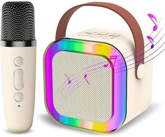 K12 Wireless Audio Microphone Bluetooth Speaker Portable Stereo Speaker Bluetooth Speaker Karaoke Speaker with Mic (random color) - Single Mic