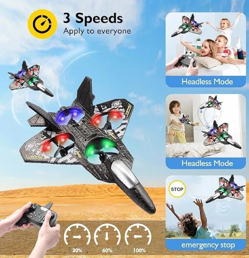 Premium RC Fighter Jet Plane – 2.4G Remote Control Foam Airplane Toy with Lights | High-Speed Glider