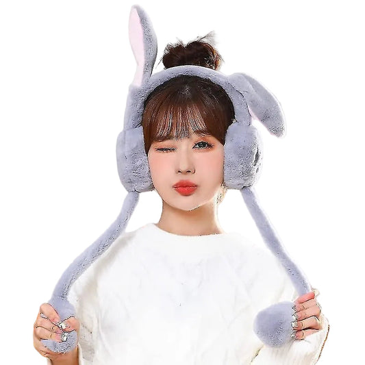 Cute Jumping Rabbit Earmuffs Hat with Moving Ears
