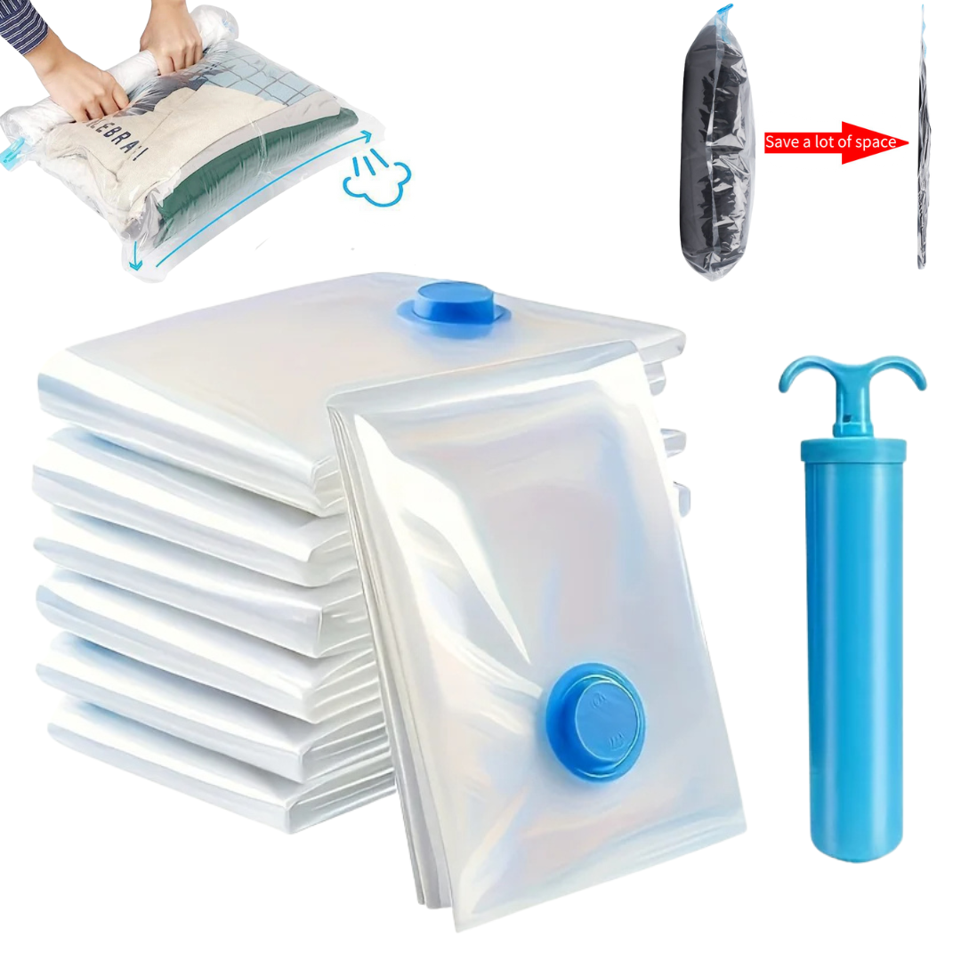 5Pcs Vacuum Seal Storage Bags With Pump