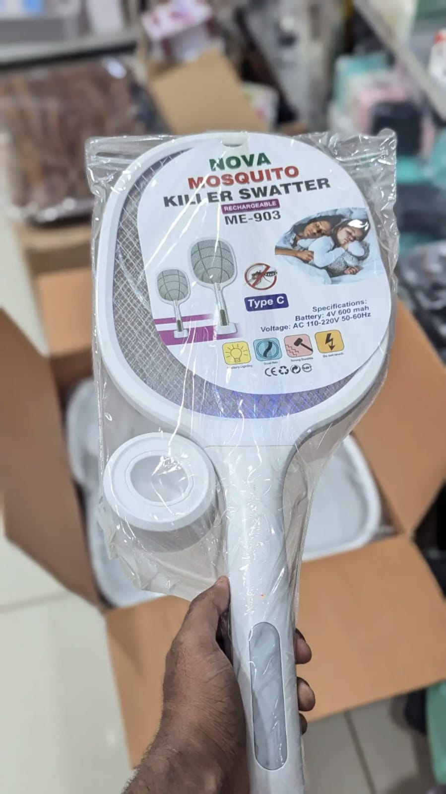 Mosquito Killer Swatter 2 In 1 Rechargeable Electric Racket And Lamp
