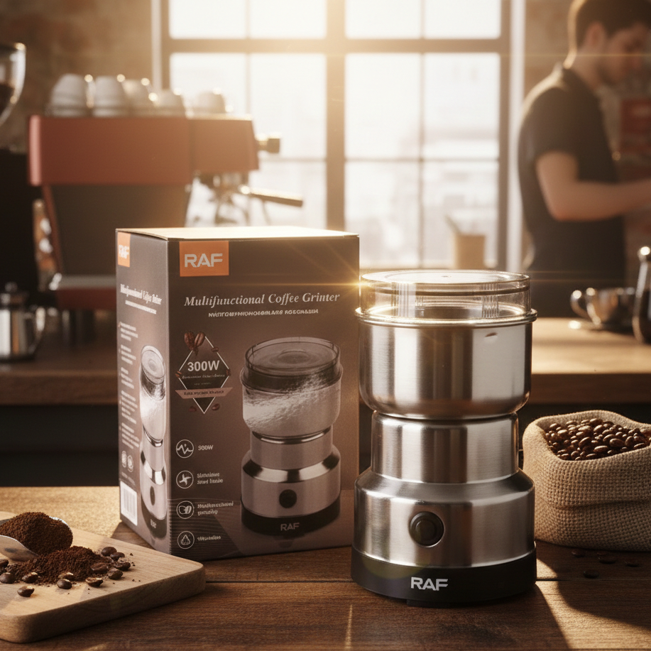RAF R‑7113 Electric Grinder | 300W | Stainless Steel Blades | 85‑100g Capacity | Coffee, Spices & Masala