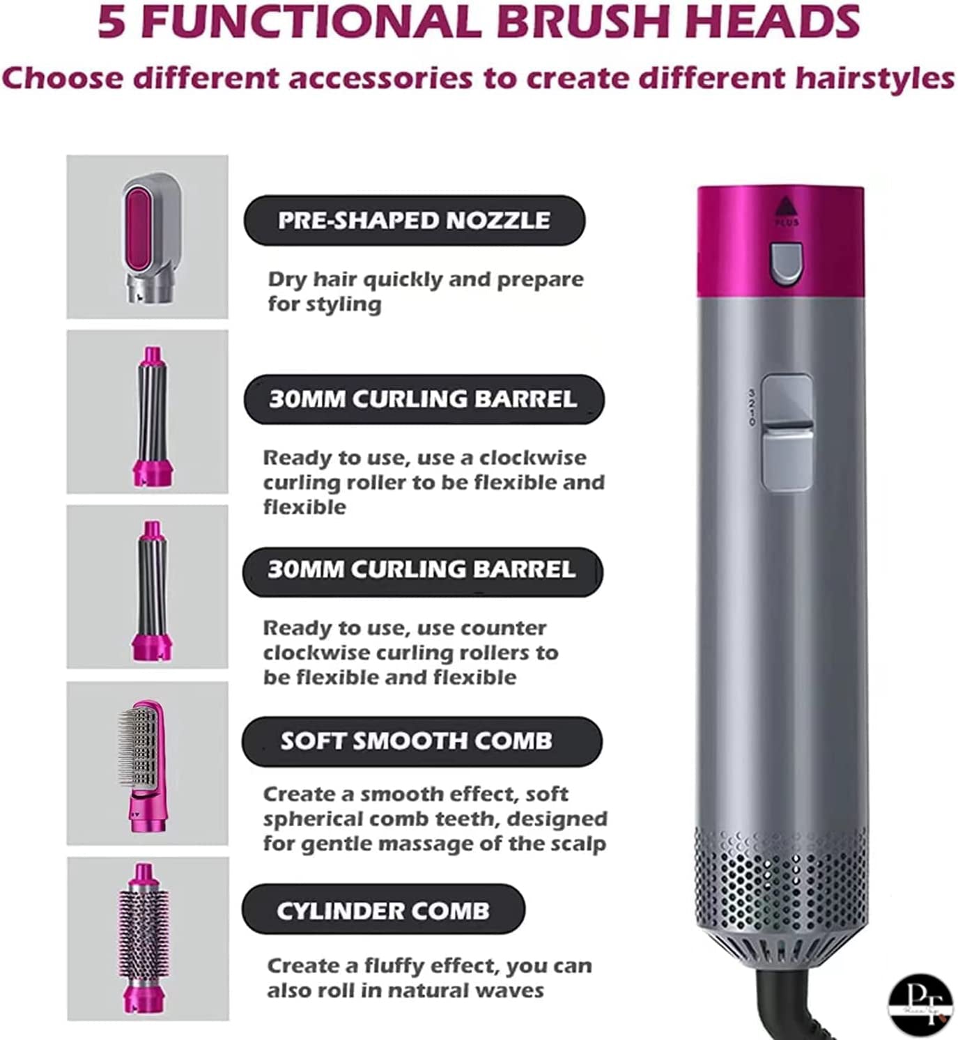 Premium 5-in-1 Negative Ionic Hair Styler and Volumizer Set