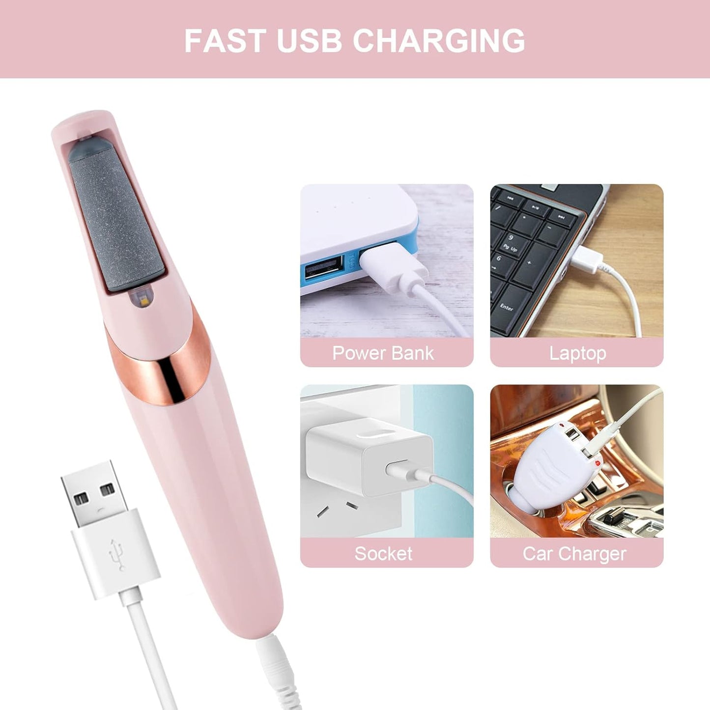 Rechargeable Electric Foot File | Callus & Dead Skin Remover with LED Light