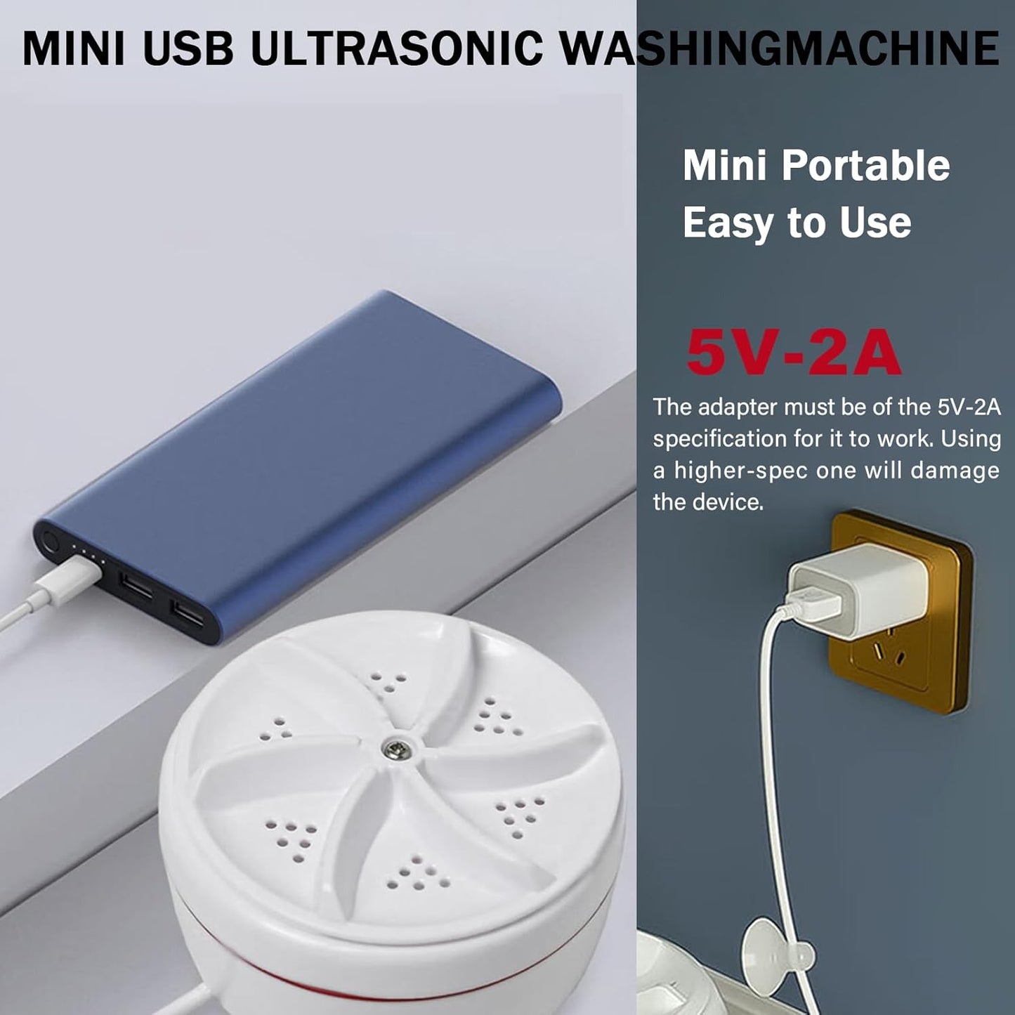 Portable Turbine Ultrasonic USB mini Washing Machine