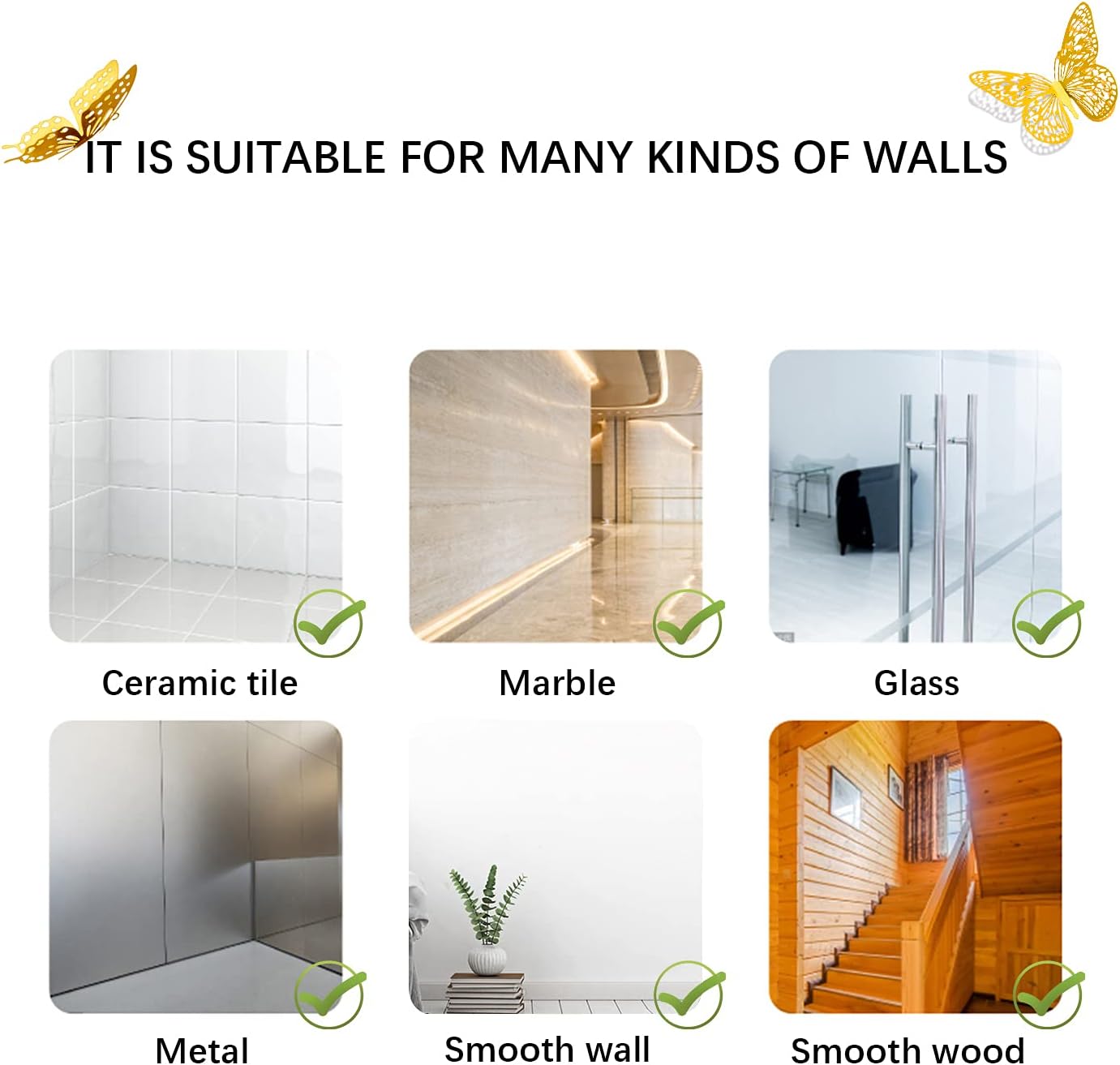 3D Gold Butterfly Wall Decor | Removable Stickers ( 12 Pcs )