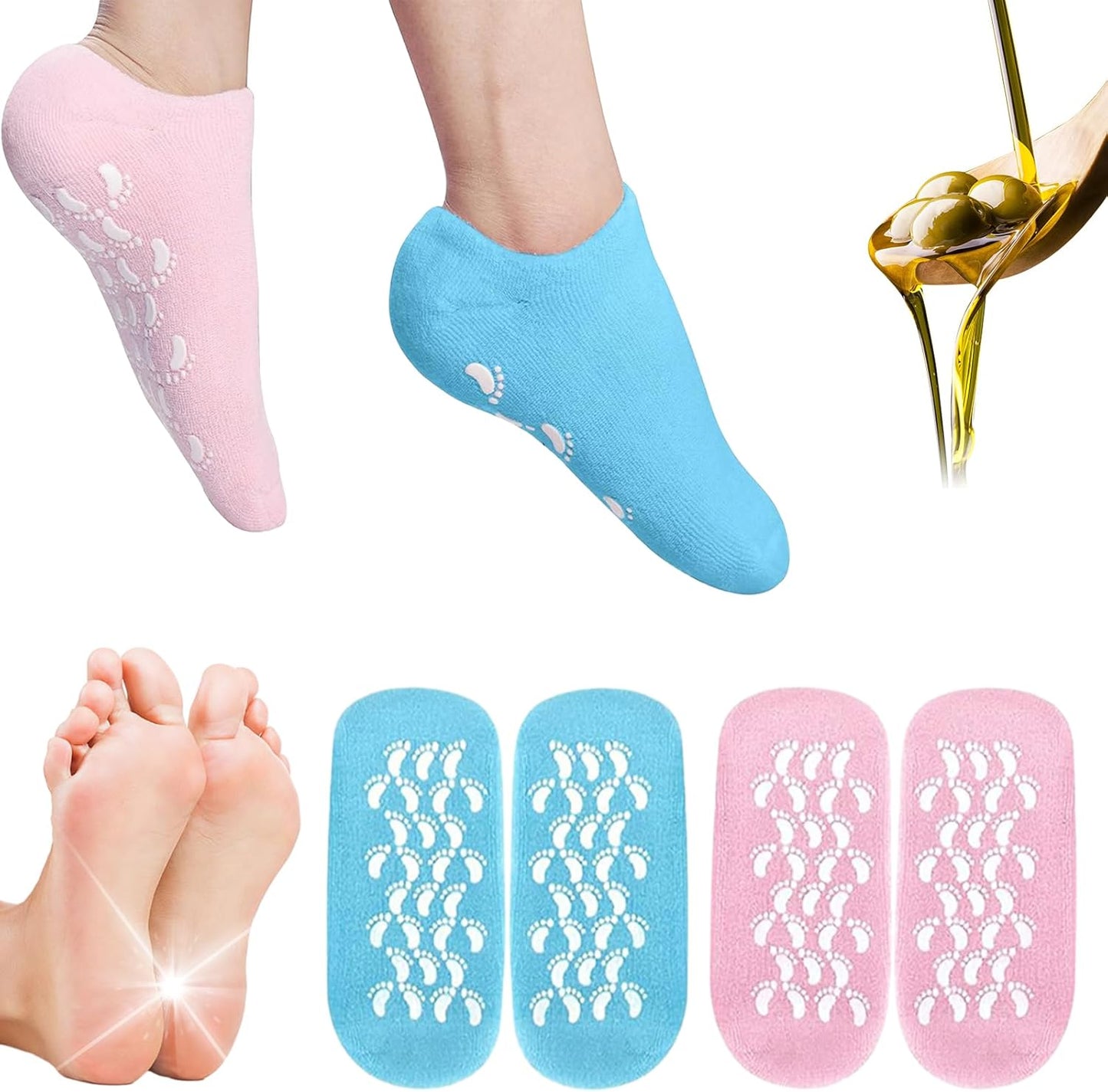 Moisturizing Gel Socks for Dry, Cracked & Rough Feet (1 Pair)