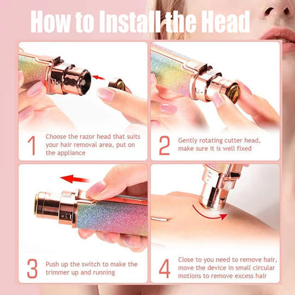 2 in 1 Rechargeable Eyebrow Trimmer & Facial Hair Remover – Painless, Flawless Shaver for Women