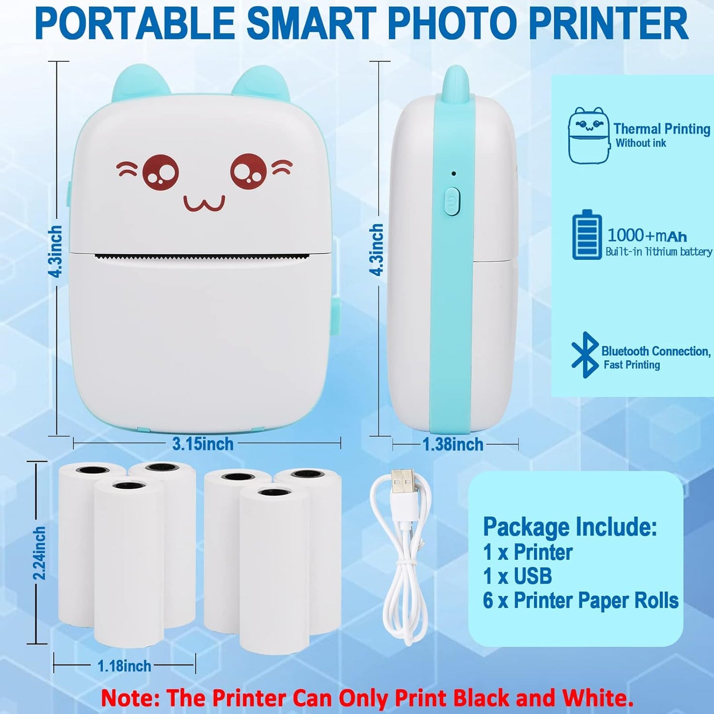 Wireless Mini Portable Thermal Pocket Printer
