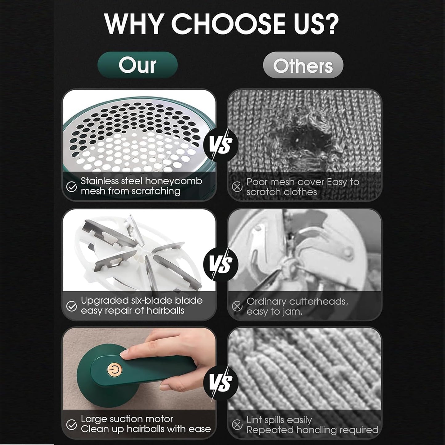 Rechargeable Lint Remover – For Clothes, Sweaters & Upholstery