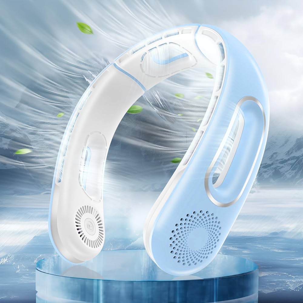 Portable Neck Fan, Hands-Free Bladeless Fan: 360° Cooling  - Rechargeable