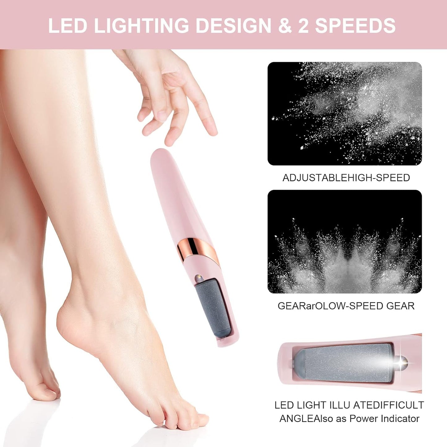 Rechargeable Electric Foot File | Callus & Dead Skin Remover with LED Light
