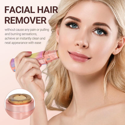 2 in 1 Rechargeable Eyebrow Trimmer & Facial Hair Remover – Painless, Flawless Shaver for Women