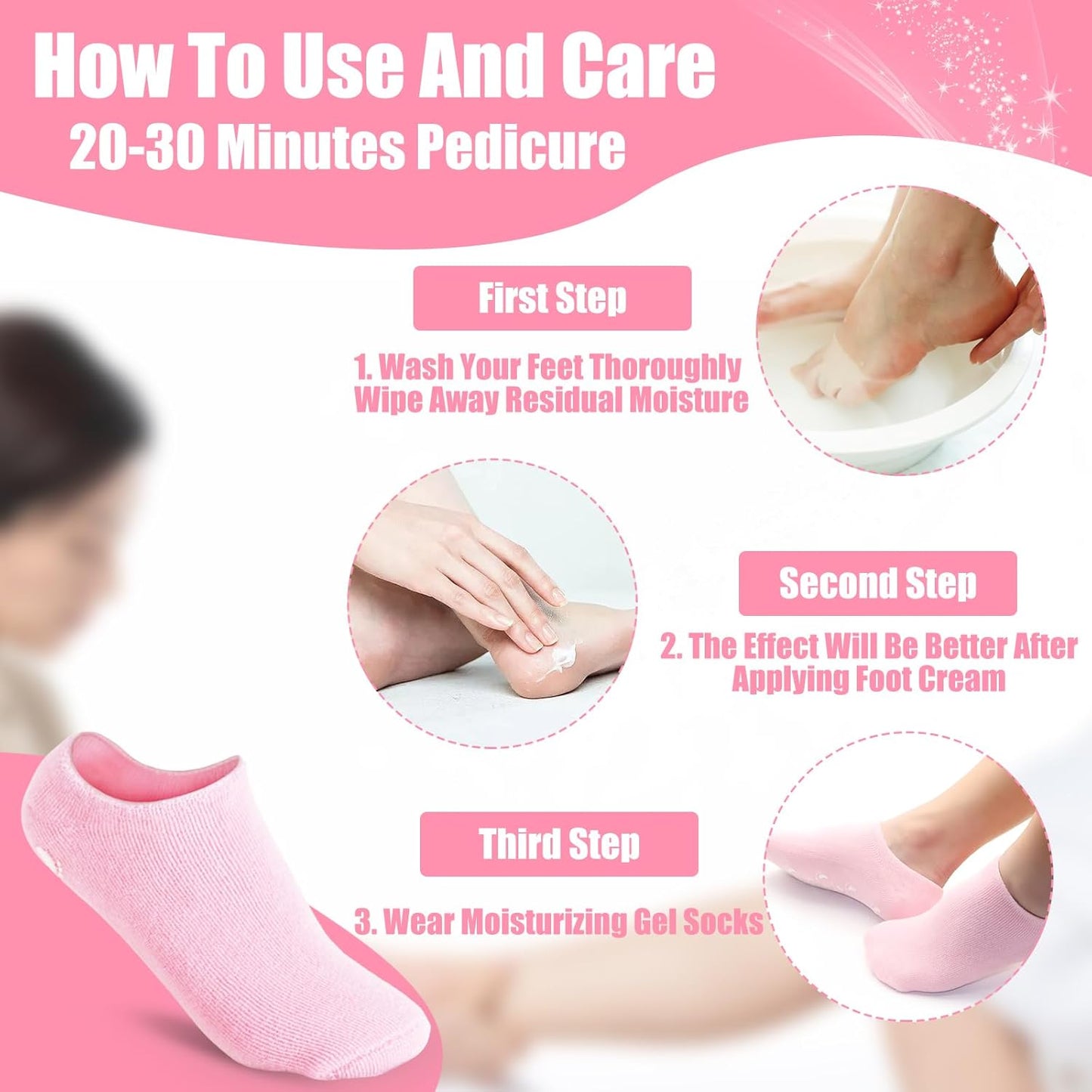 Moisturizing Gel Socks for Dry, Cracked & Rough Feet (1 Pair)