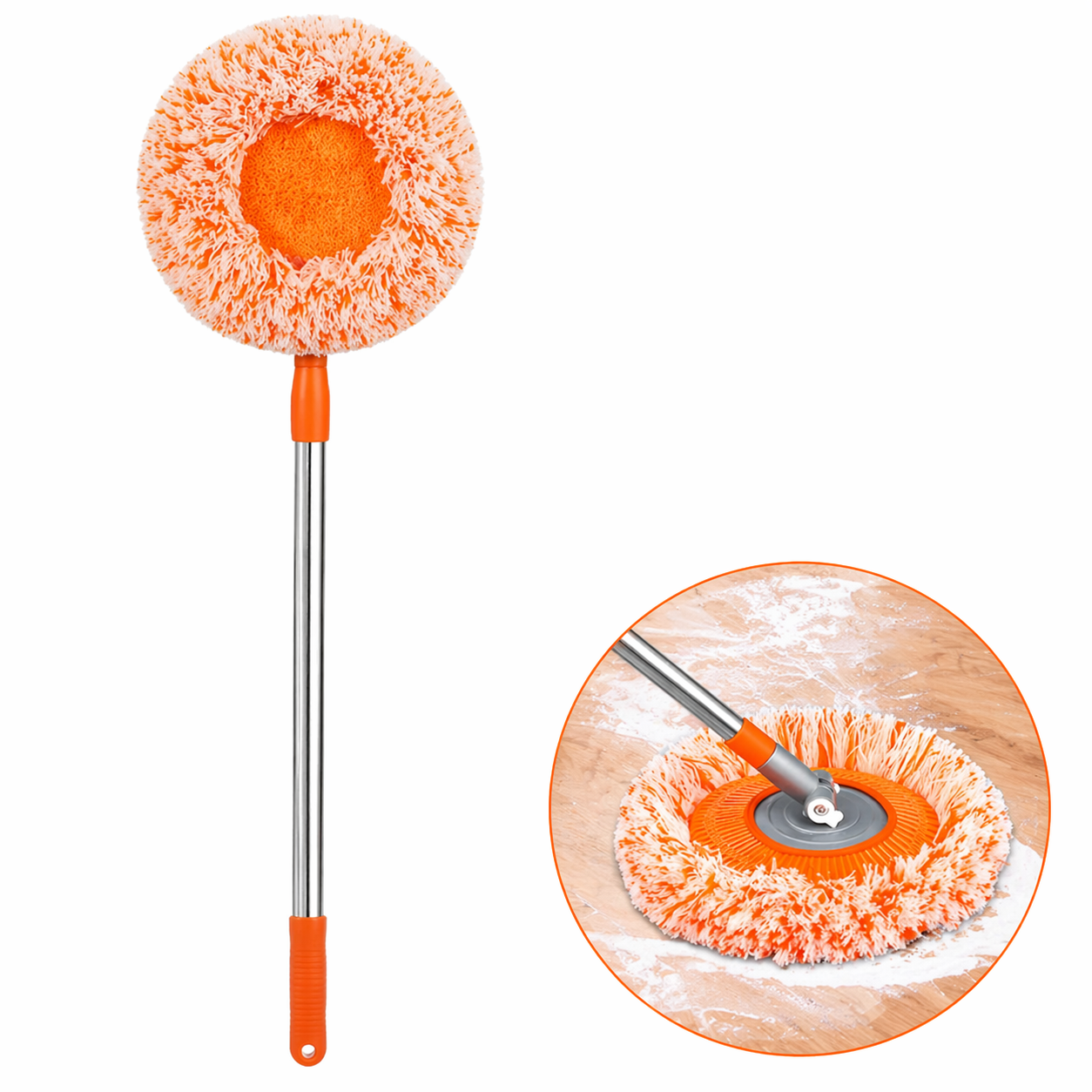 360° Rotating Microfiber Mop – Telescopic Handle for Home, Office & Car Cleaning