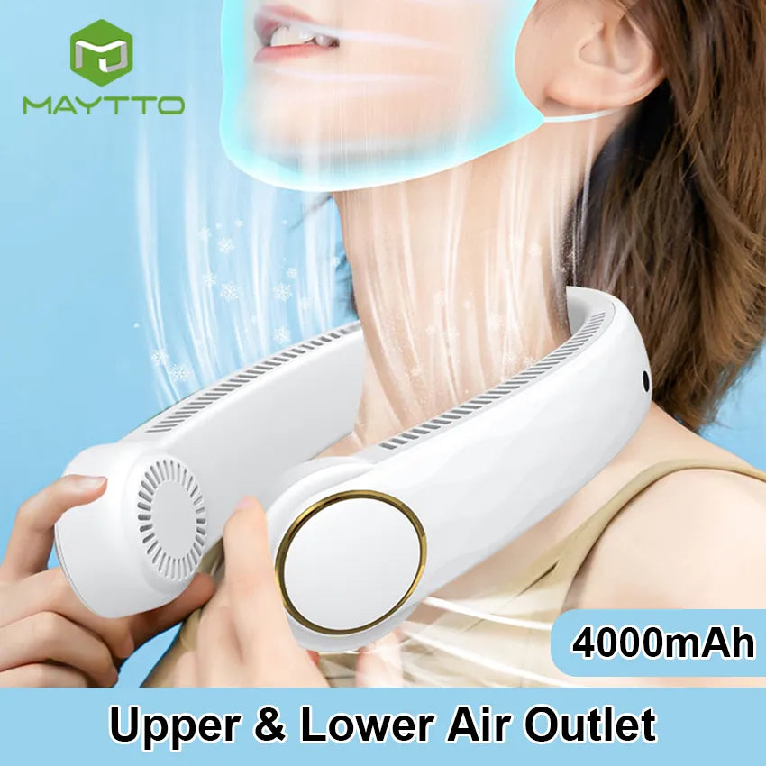 Portable Neck Fan, Hands-Free Bladeless Fan: 360° Cooling  - Rechargeable